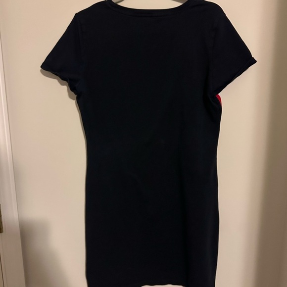 Tommy Hilfiger T Shirt dress navy blue red and white stripes on side - Picture 6 of 7